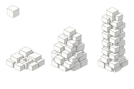 Stacked cube configuration