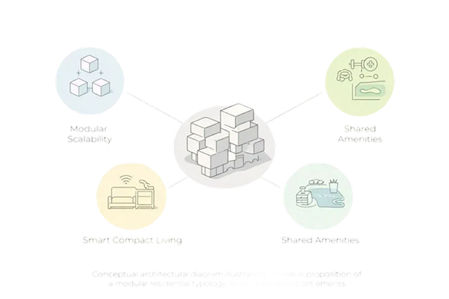 The Cube modular massing